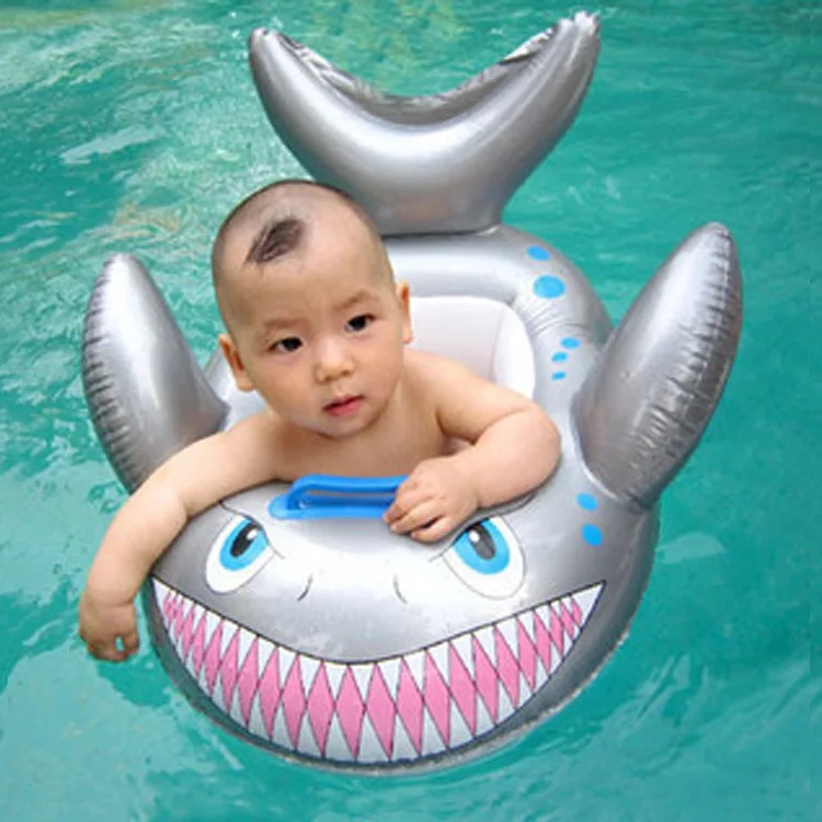 

Two Grips Plastic Thickened Swimming Ring Gray Shark Boat Baby Children's Cartoon Seat Ring Inflatable Pool Floats