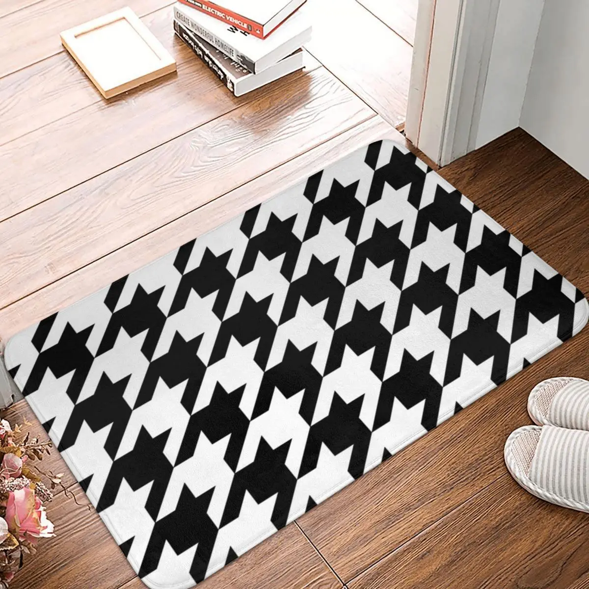 appel Steen bereiden Hip Geometrische Houndstooth Deurmat Tapijt Mat Tapijt Polyester Antislip  Floor Decor Bad Badkamer Keuken Balkon 40x60|Mat| - AliExpress