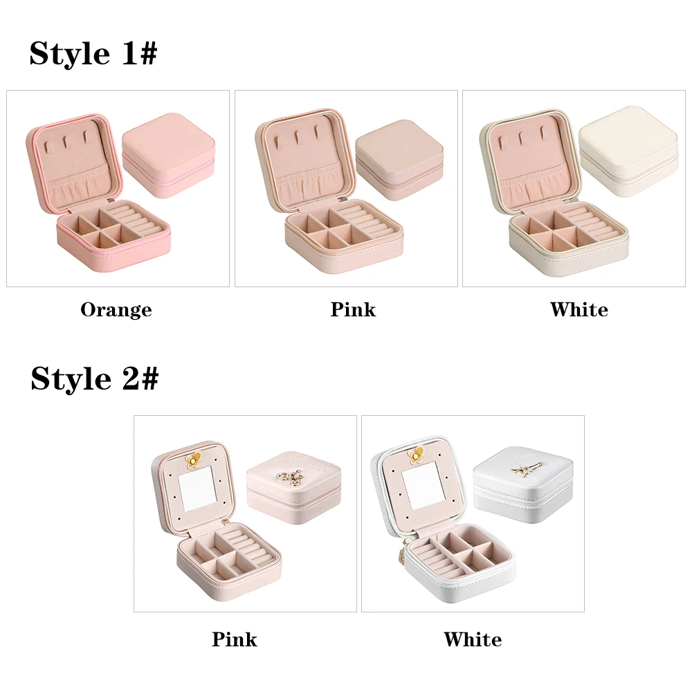 

Small Portable Travel Jewelry Box with Mirror Storage Case Organizer for Rings Earrings Necklaces