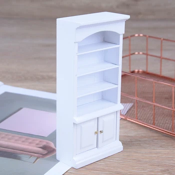 

1:12 Doll House Wooden Living Room Bookcase Mini Diy Cabinet Bookcase and Bathroom Cabinet Modern White Doll House Wooden Living