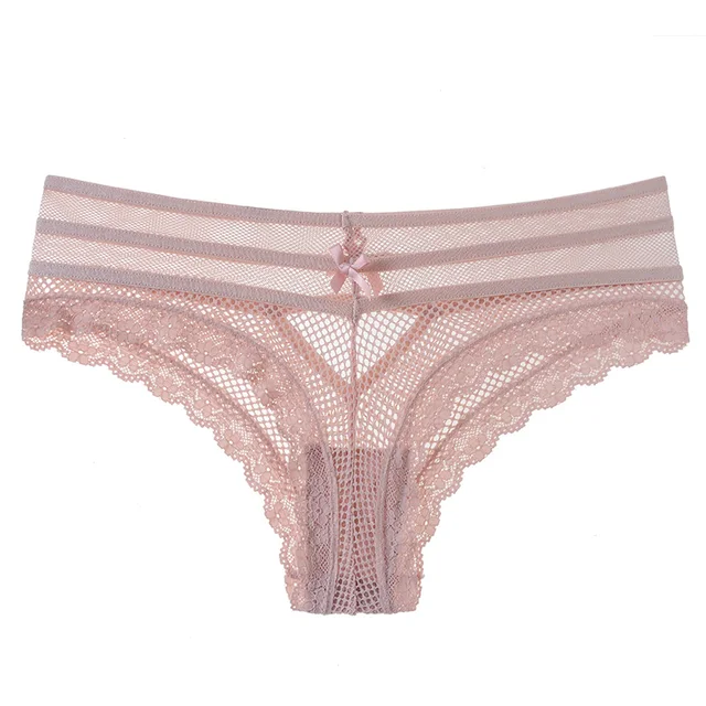 TERMEZY Sexy Panties Women Lace Low-waist Briefs Female Underwear Ladies Hollow Out Bow Lingerie Transparent G String Underpant 6
