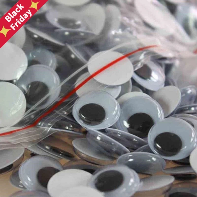 100Pcs DIY Toys Plastic Googly Wiggly Moveable Black Joggle Eyes Self-adhesive Dolls Eye For Toys Dolls Googly Black Eyes Used