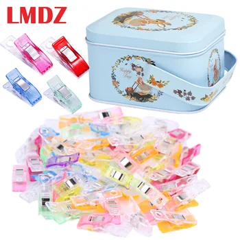 

LMDZ 80Pcs Plastic Quilting Clips Multicolor Fabric Knitting Patchwork Sewing accessories Edge Clothes Clip Paper Work with Box