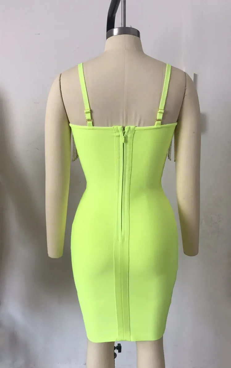 Ropa mujer летнее неоновое зеленое Бандажное платье сексуальное платье с глубоким v-образным вырезом Vestidos женское мини модное платье женские вечерние платья