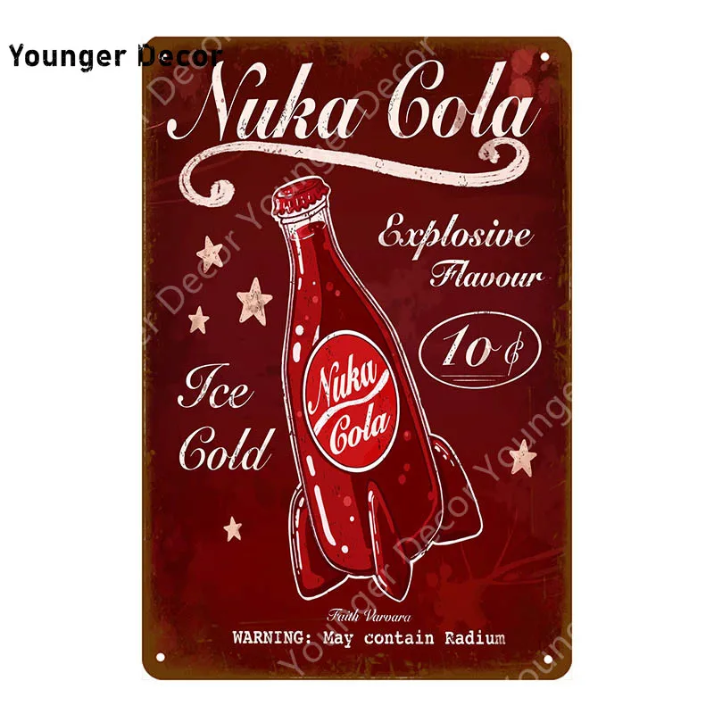 Напиток Nuka Cola квантовый плакат Fallout 3 4 игры металлические знаки настенный Декор для дома номер магазин отель железная живопись YI-111