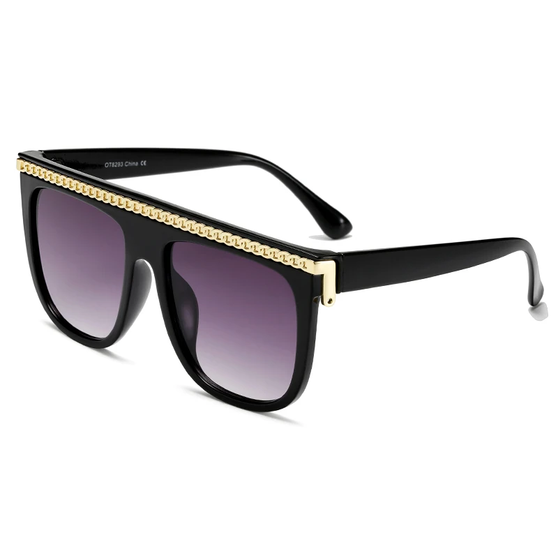 Модные солнцезащитные очки с плоским верхом, фирменный дизайн, женские Квадратные Солнцезащитные очки большого размера, винтажные роскошные солнцезащитные очки с защитой от уф400 лучей, gafas de sol - Цвет линз: 01
