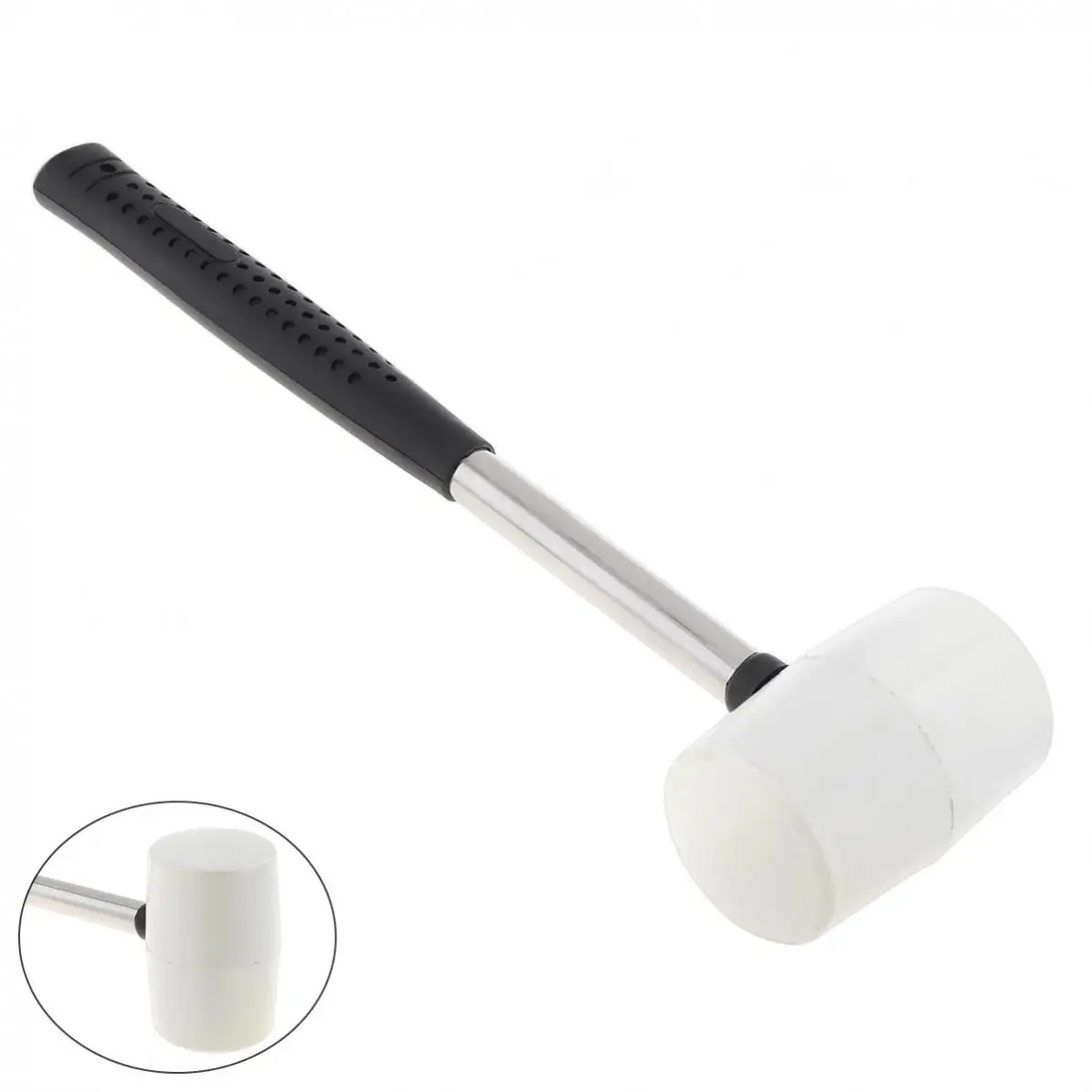 

280g Non-elastic Rubber Hammer Mounting Hammer with 50mm Diameter Round Head and Non-slip Handle DIY Hand Tool