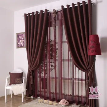 

Curtains for Living Dining Room Bedroom Flax Pure Color High-grade Contracted and Contemporary Sitting Room Buildings Curtain E