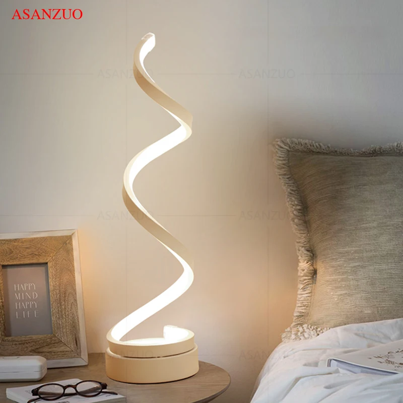 Modern LED black white Ring 8-shaped table lamp Nordic bedroom bedside reading desk lamp home decor living room lighting fixture