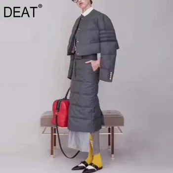 

DEAT 2020 new spring fashion women clothes round neck full sleeves duck down short coat and halfbody skirt set WK30902L