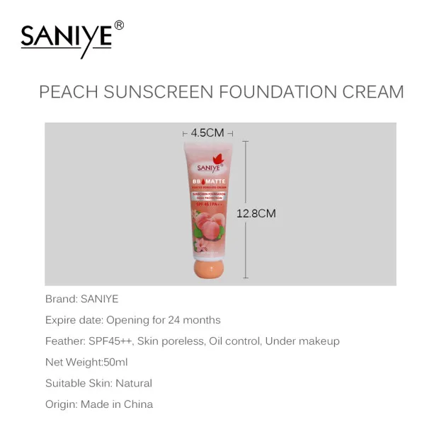 SANIYE BB матовая Солнцезащитная основа для консилера праймер BB крем для макияжа отбеливающая основа персиковый безпористый крем R1207