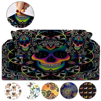 Chaos by Brizbazaar Sofa Cover Colorful Skull Elastic Slipcover Galaxy Gothic Chair Protector Universe Stretch Couch Cover 1