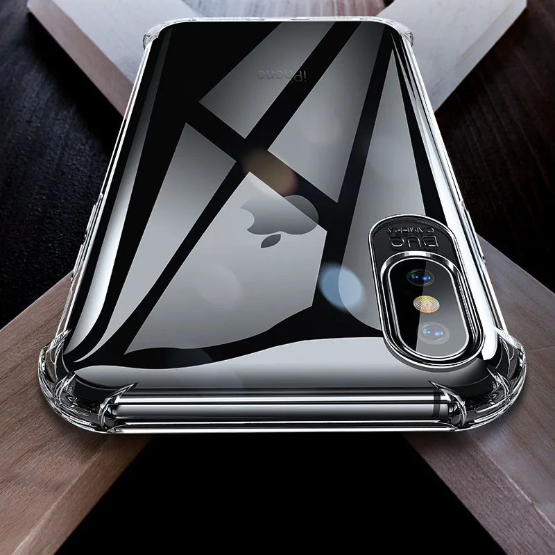 Суперпротивоударный прозрачный мягкий чехол для iPhone 6 s S 7 8 Plus 7Plus X XS Max XR