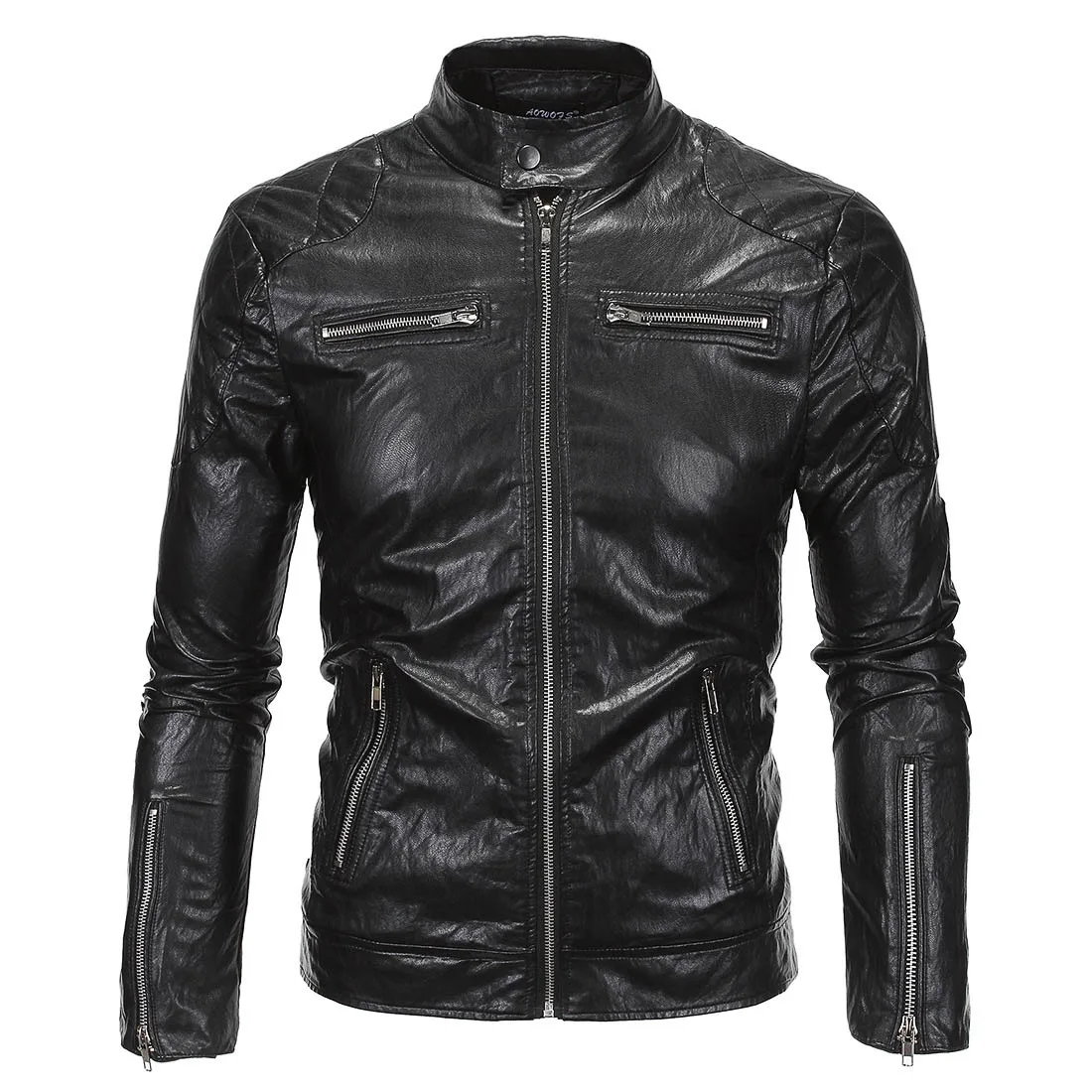 Лидер продаж года; сезон осень-зима; Повседневная Высококачественная кожаная мотоциклетная куртка в стиле хип-хоп и британском стиле с воротником-стойкой; кожаная куртка в стиле панк; Y619