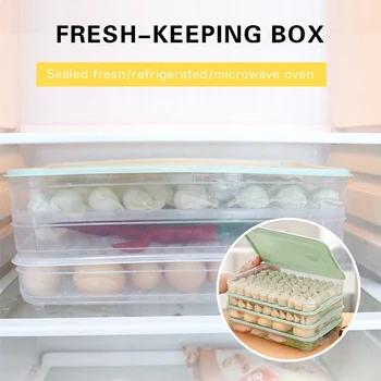

Food Storage Container Dumpling Box Refrigerator Fresh Box Vegetable Egg Holder Stackable Fridge Egg Storage Case Home Organizer