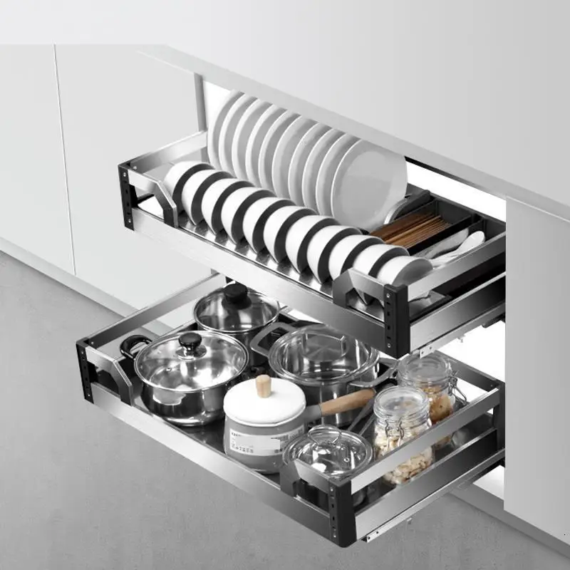 Para Armario De Cosina Mutfak Malzemeleri Cucina, органайзер из нержавеющей стали для кухни, кухонный шкаф, корзина для хранения