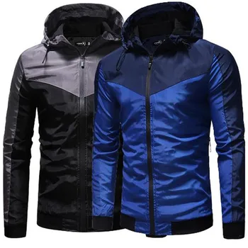 

European and American mountaineering jacket jacket outdoor splicing solid color casual hooded jackets coat outerwear
