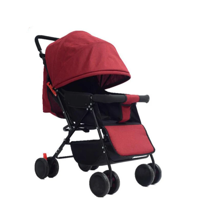Детские коляски 3 в 1 Портативный складные коляски коляска для новорожденных высокого пейзаж четырёхколёсный вагончик с детская коляска для путешествий прогулочная коляска - Цвет: Red