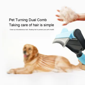 

Stainless Double-sided Pet Cat Comb Brushs Professional Large Dogs Open Knot Rake Knife Pet Grooming Products Blue