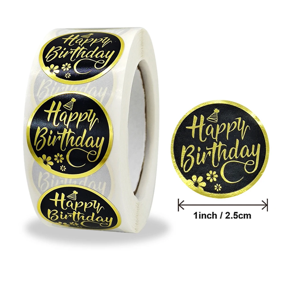 Pegatinas de feliz cumpleaños redondas de 1 pulgada, etiquetas bonitas para tarjetas de felicitación, suministros de decoración, regalo de fiesta de cumpleaños, 50-500 Uds., nuevos estilos