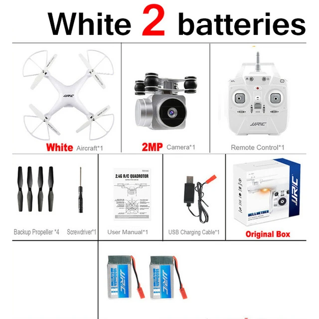 H68-White-2B Jjrc H68 Радиоуправляемый Дрон Квадрокоптер Дроны с камерой Hd 720p Wifi Fpv Квадрокоптер удерживающий высоту Безголовый режим Дрон 20 минут время полета - Цвет: H68-White-2B