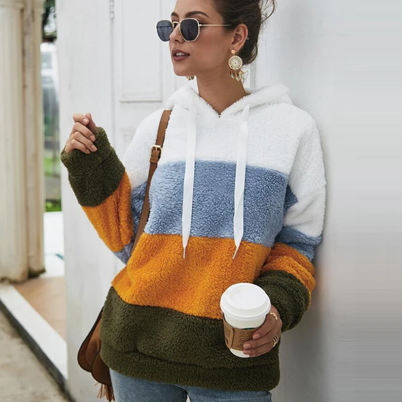 

Winter Fashion Warm Women Hooded Sweatshirt Casual Loose Long Sleeve Coat Sportswear