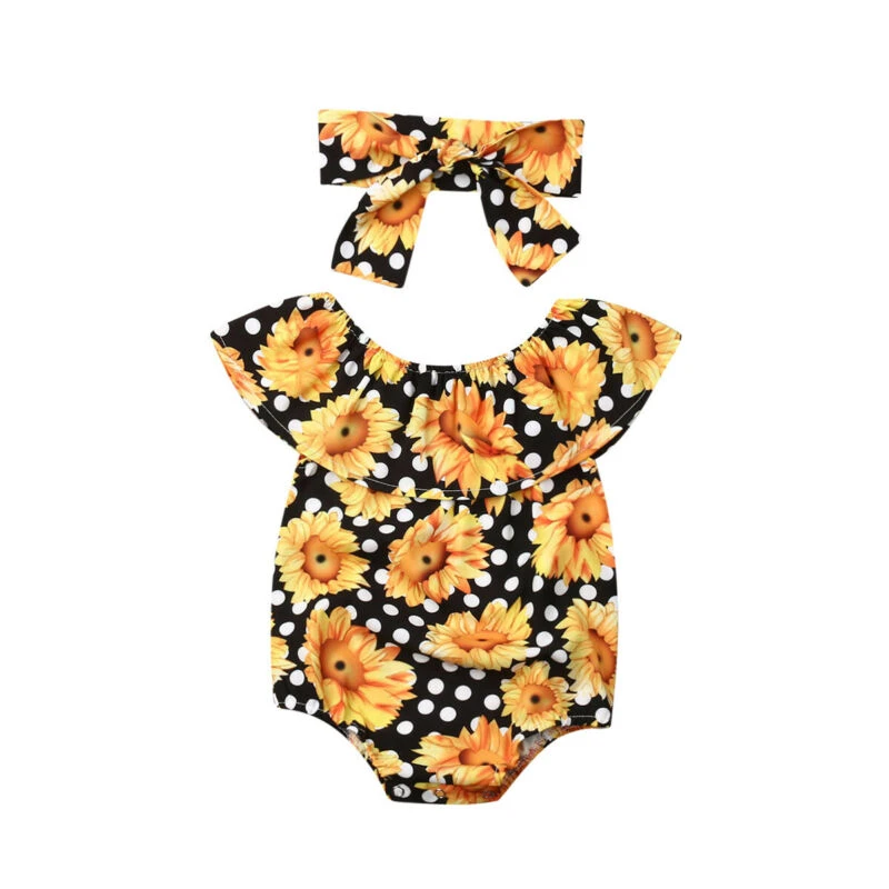 sunflower romper baby girl