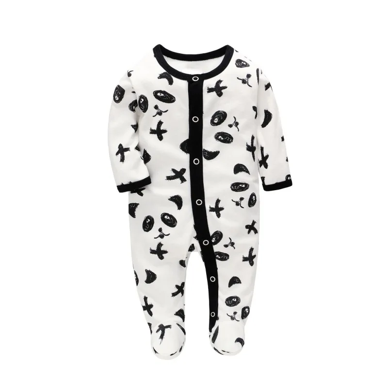 Одежда для новорожденных мальчиков и девочек от 0 до 7 месяцев цельный комбинезон с рисунком из мультфильмов на пуговицах хлопковые пижамы для малышей