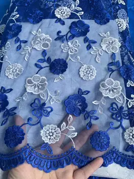 

African Lace Fabric 5 yards High Quality Guipure Lace Tulle French Embroidered Mesh Lace Fabric Gold White Blue Wedding Party