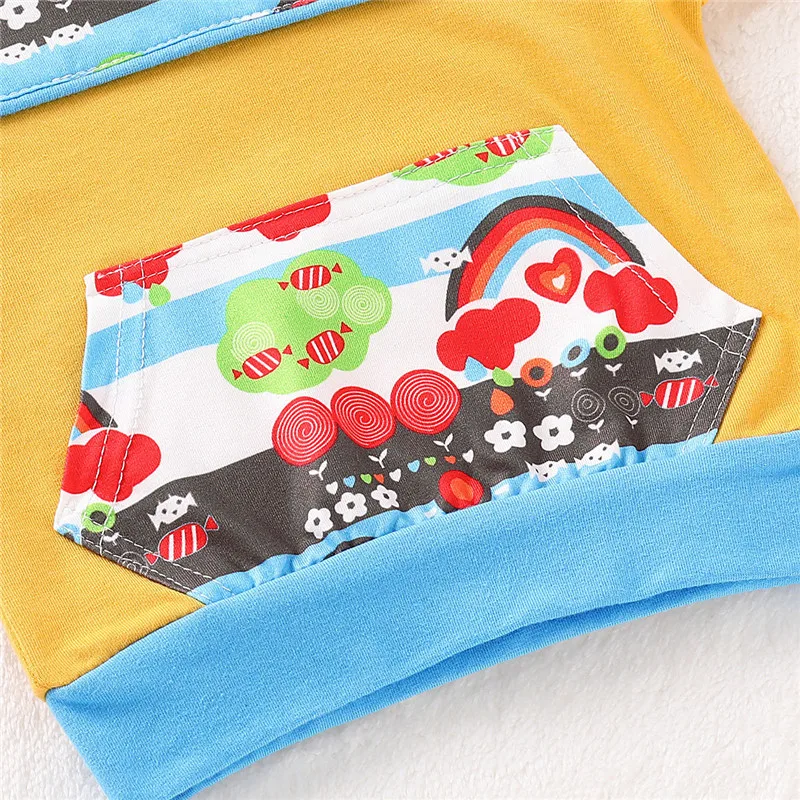 Baby Clothes Set Print Soft Hooded Long-sleeved Shirt+Pants Spring Newborn Baby Boys Girls Suit Baby's Clothing 6-24M