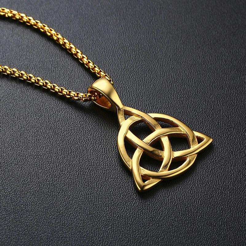 Lucky Triquetra троица узел Шарм ожерелье из нержавеющей стали ирландские украшения для мужчин унисекс