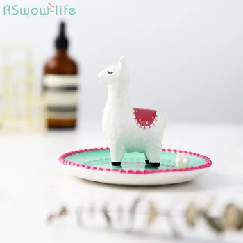 

Nordic Style Ceramic Alpaca Jewelry Receiving Plate Ring Display Plate Decorating Small Ornaments Snack Plates Houseware Goods