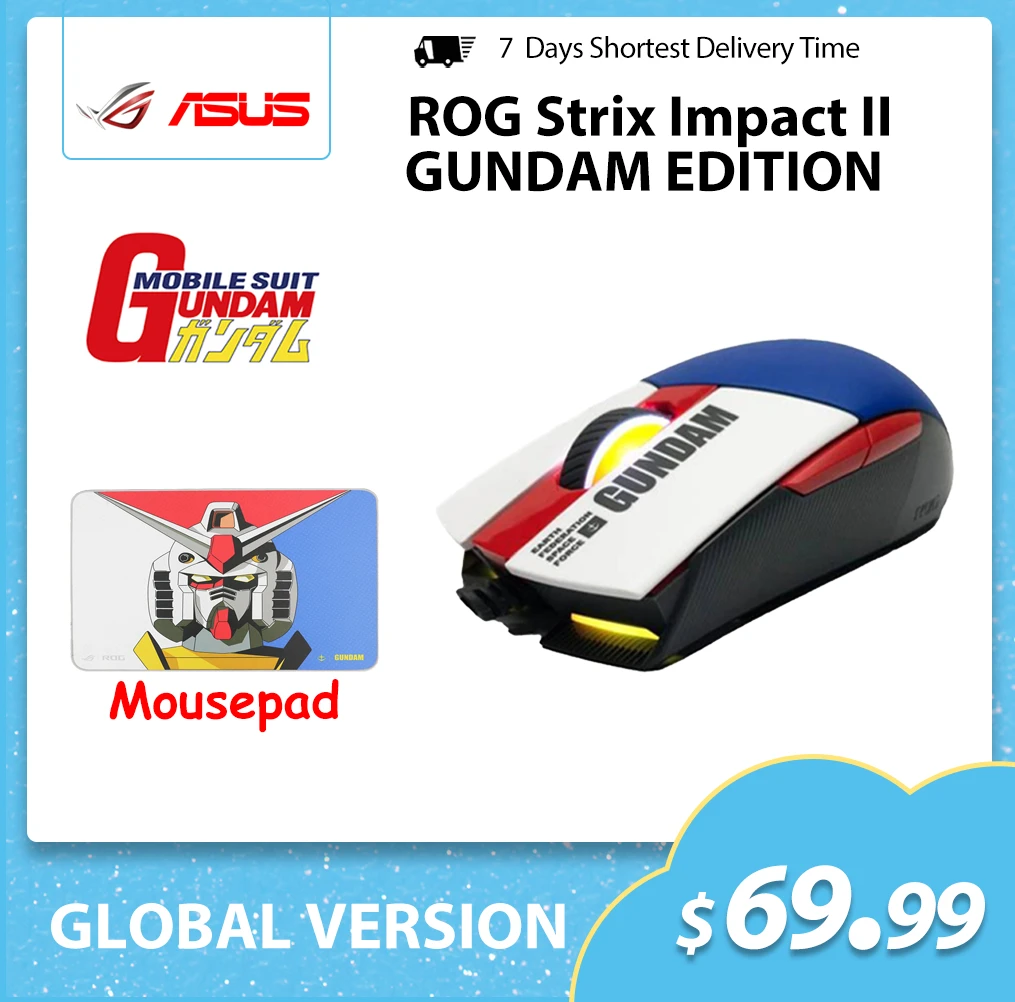 Rog Strix Impact Ii Gundam Edition Wired Gaming Mouse 6 0 Dpi Optical Sensor Lightweight Design And Rgb Lighting Effects Mice Aliexpress