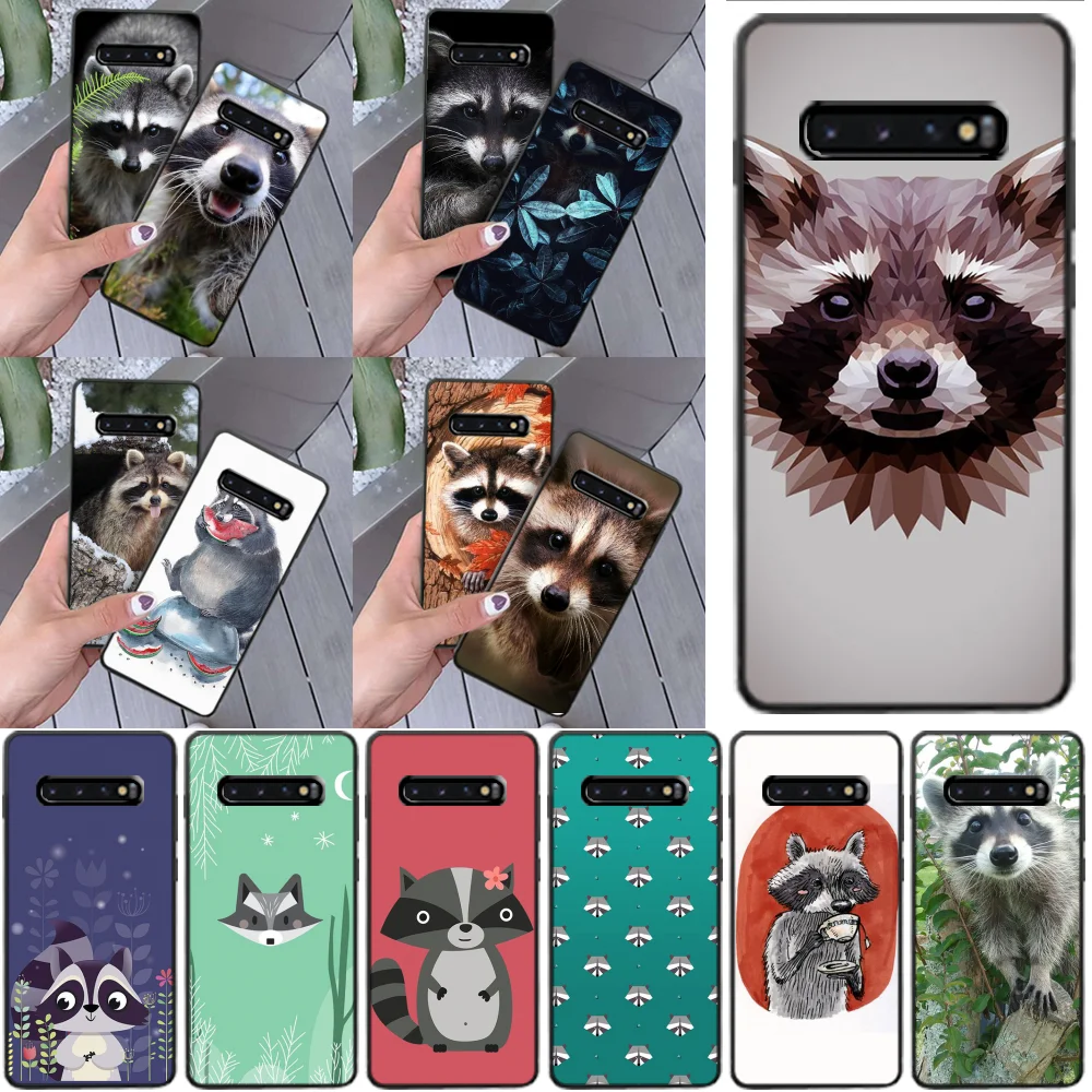

LJHYDFCNB Animal raccoon TPU black Phone Case Cover Hull for Samsung S9 plus S5 S6 edge plus S7 edge S8 plus S10 E S10 plus
