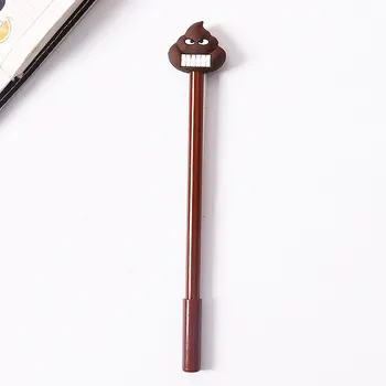 

0.5mm School Supplies Cartoon Novelty Struggle Face Expression Poop Shape Smooth Signature Black Ink Stationery Gel Pen Office