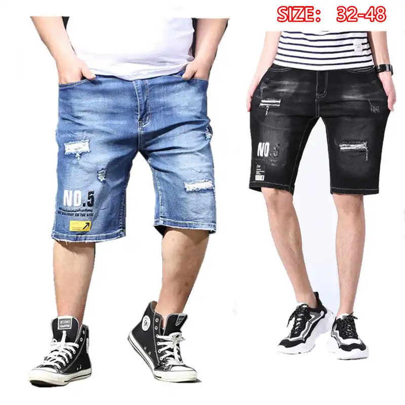 black denim shorts ripped mens