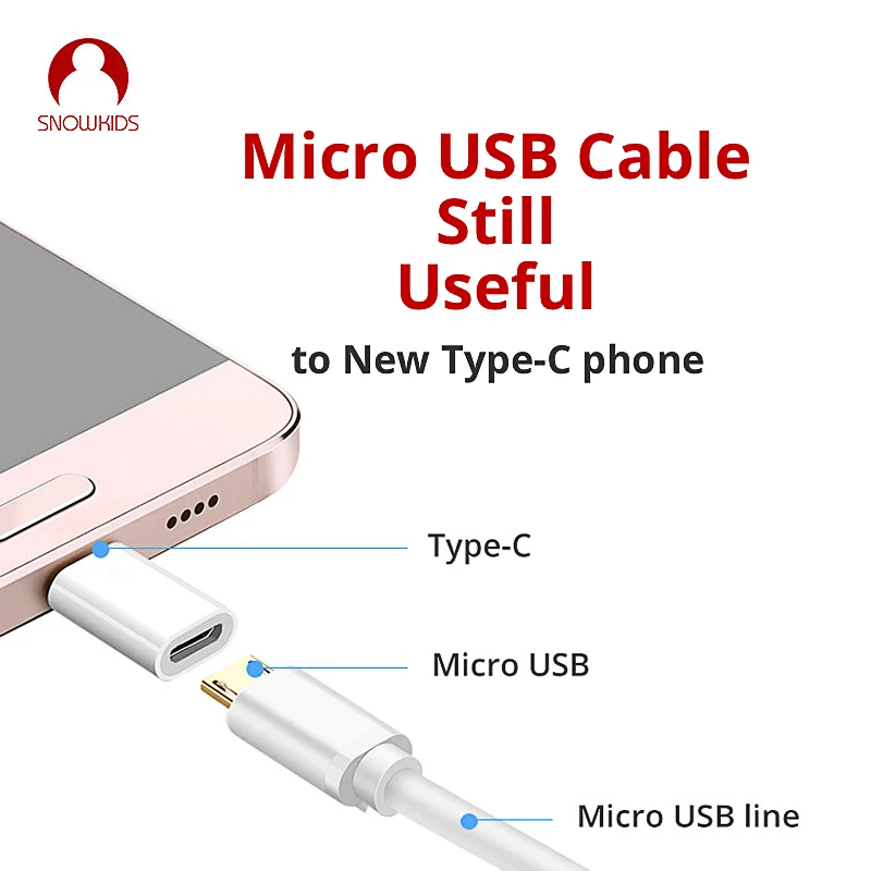 Snowkids type C кабель зарядного устройства микро-usb конвертер для Macbook Pro samsung Galaxy S10 S9 huawei type-C USB OTG