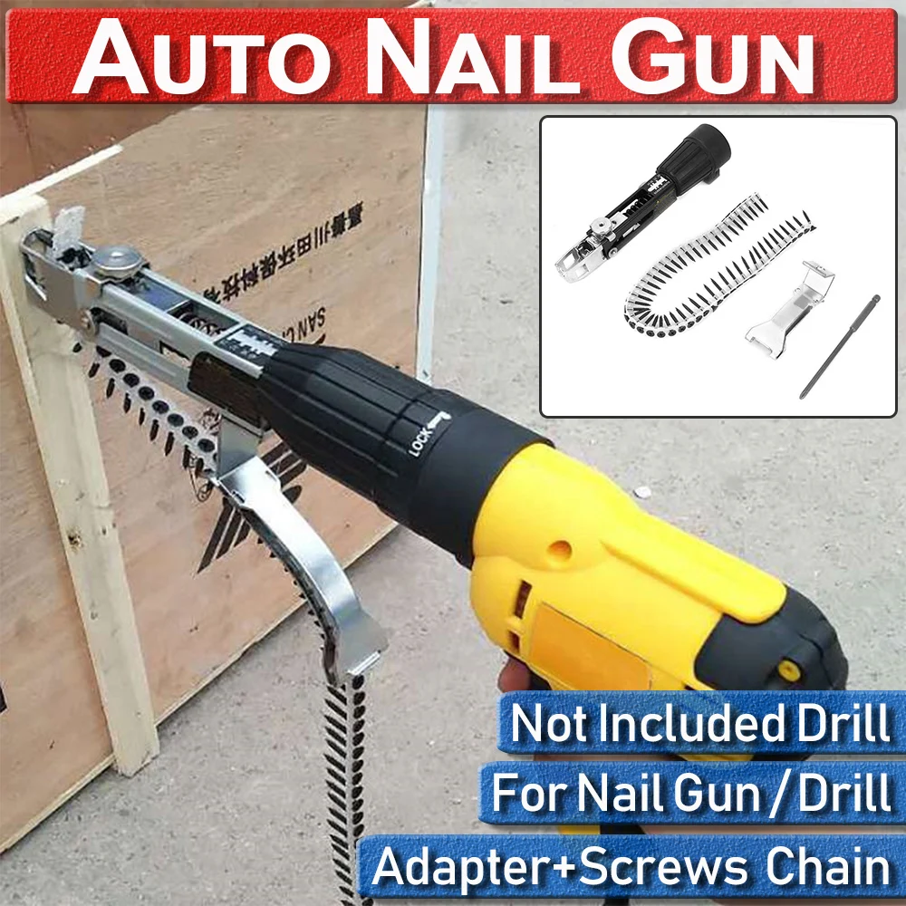 

Attachment Woodworking Tool Nail Gun Autofeed Screwdriver Spike Chain Aadapter Automatic For Electric Cordless Power Drill