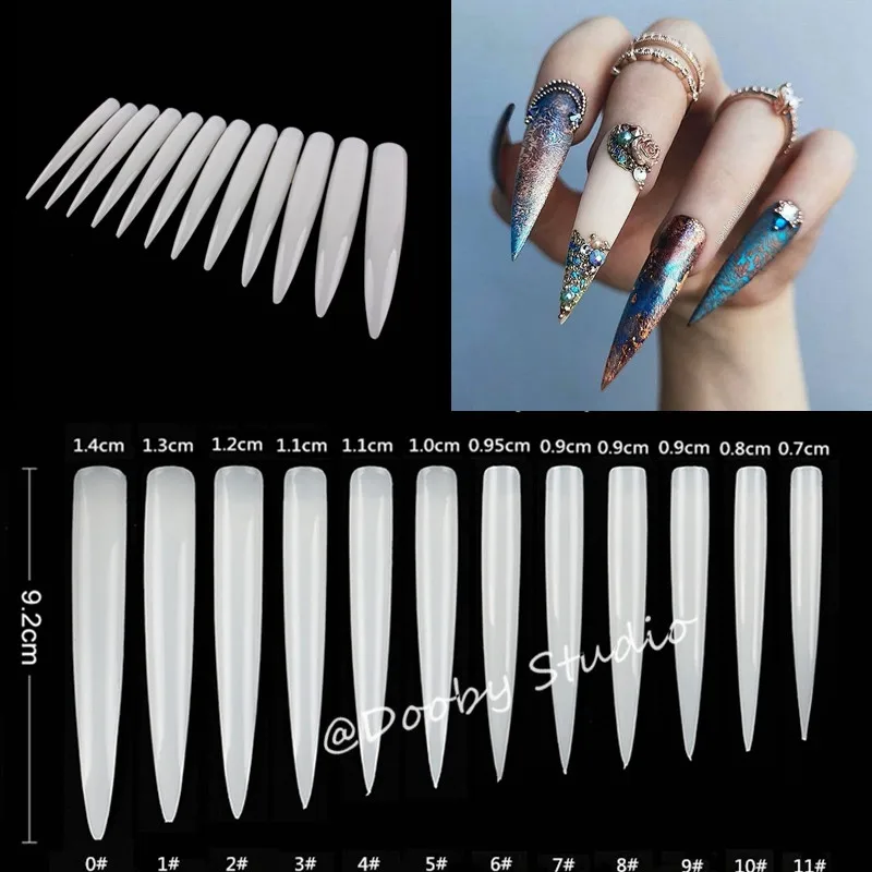 

Clear Extra Long False Nail Tips Stiletto Transparent Tipsy Acrylic Capsule Nail Display Sample Half Cover Nagel Tips Manicure