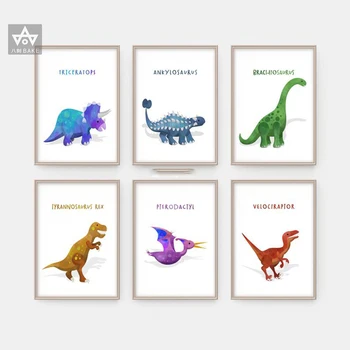 

Wall Art Canvas Painting Dinosaur Animal Art Prints Nordic Colorful Posters And Prints Wall Pictures Baby Kids Boys Room Decor