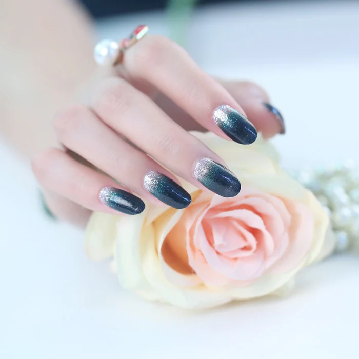 Градиентный цвет лак для ногтей Наклейка Блеск самоклеющиеся Полный Обертывания дизайн ногтей WH998