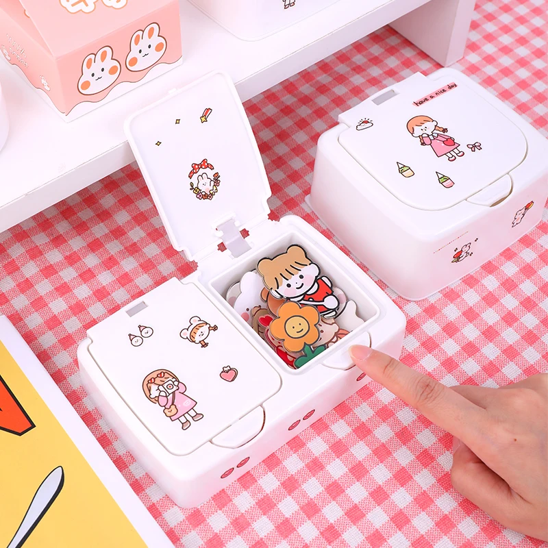 Storage-Box Organizer Container Jewlery Kawaii-Box Desktop Sundries Ins-Button Mini Cute