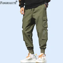 Высококачественные мужские хлопковые брюки в стиле хип-хоп, для бега, Осень-зима, однотонные брюки кэжуал, цветные, с большими карманами, модные брюки карго A900