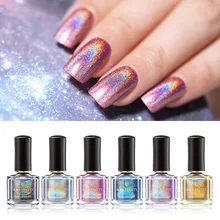 BORN PRETTY – vernis à ongles holographiques, série colorée, brillant, scintillant, à base d'eau, 3 en 1, 6ml