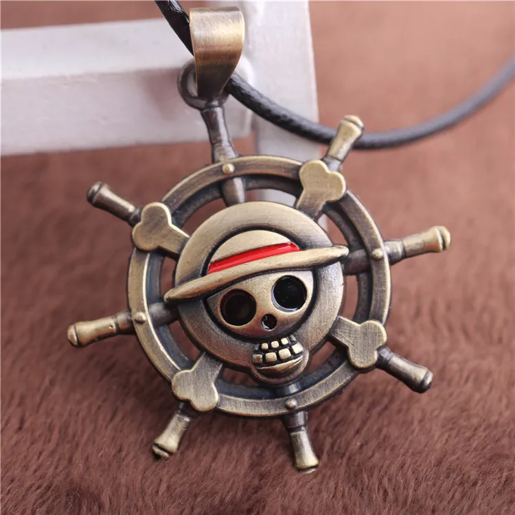 Anime One Piece Leather Necklaces for Men Jewelry Gold Rudder Necklace Male Accessories Neckless Women Collier Gifts 2018 | Украшения и
