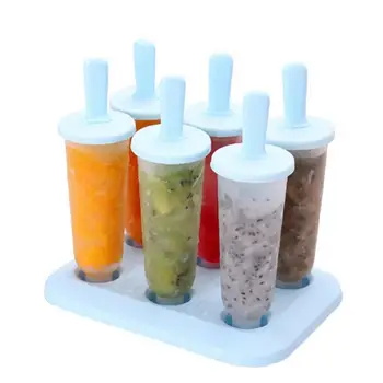 

A Set of 6Pcs Classic Pop Molds Cute Round Shape Popsicle Molds With Sticks BPA-free Ice Pop Molds Blue