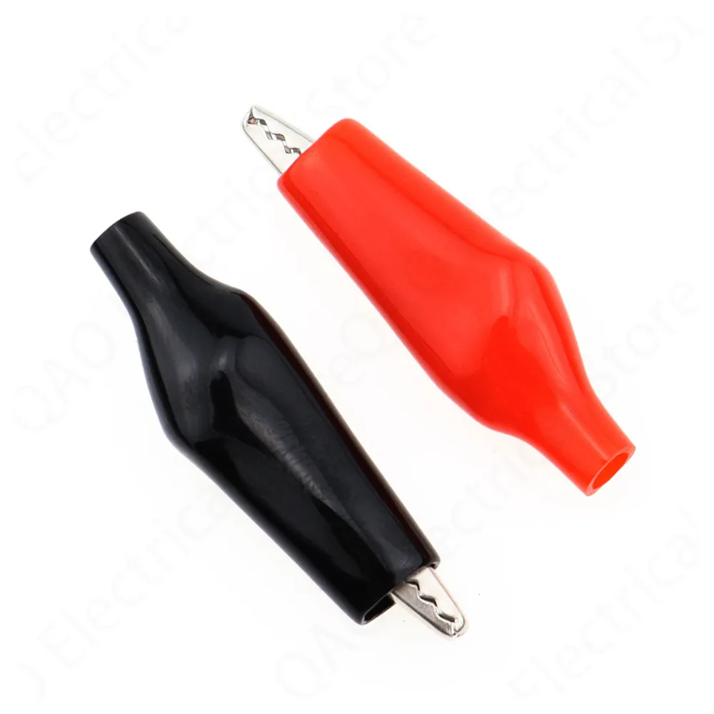 20pcs/lot 45MM Metal Alligator Clip G98 Crocodile Electrical Clamp for Testing Probe Meter Black and Red with Plastic Boot alligator clips test clip test hooks clips alligator clip adapter