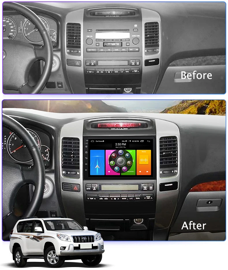 Головное устройство Android 10 0 для Toyota Prado 120 2010 Lc120 автомагнитола автомобильный
