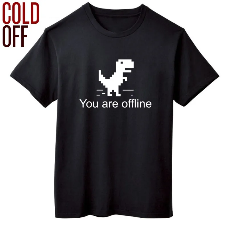 Мужская футболка из хлопка с коротким рукавом и принтом «you are offline», повседневная мужская футболка с круглым вырезом и принтом динозавра, летняя футболка, футболка - Цвет: YA0101CO-BLK
