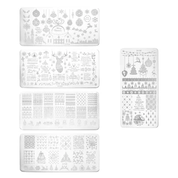 

5Pcs Nail Plate Christmas Durable Stamping Templates Manicure Tools Nail Stencils for Women